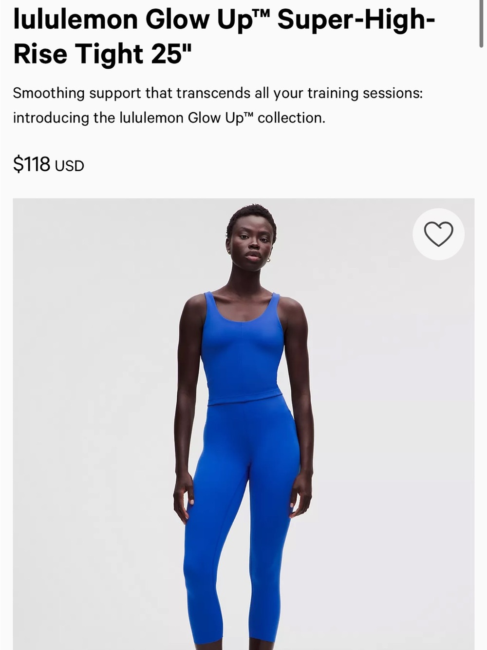 lululemon athletica Bright Blue glow up 7/8 25” Leggings & align Tank Set size 4 - Picture 3 of 4